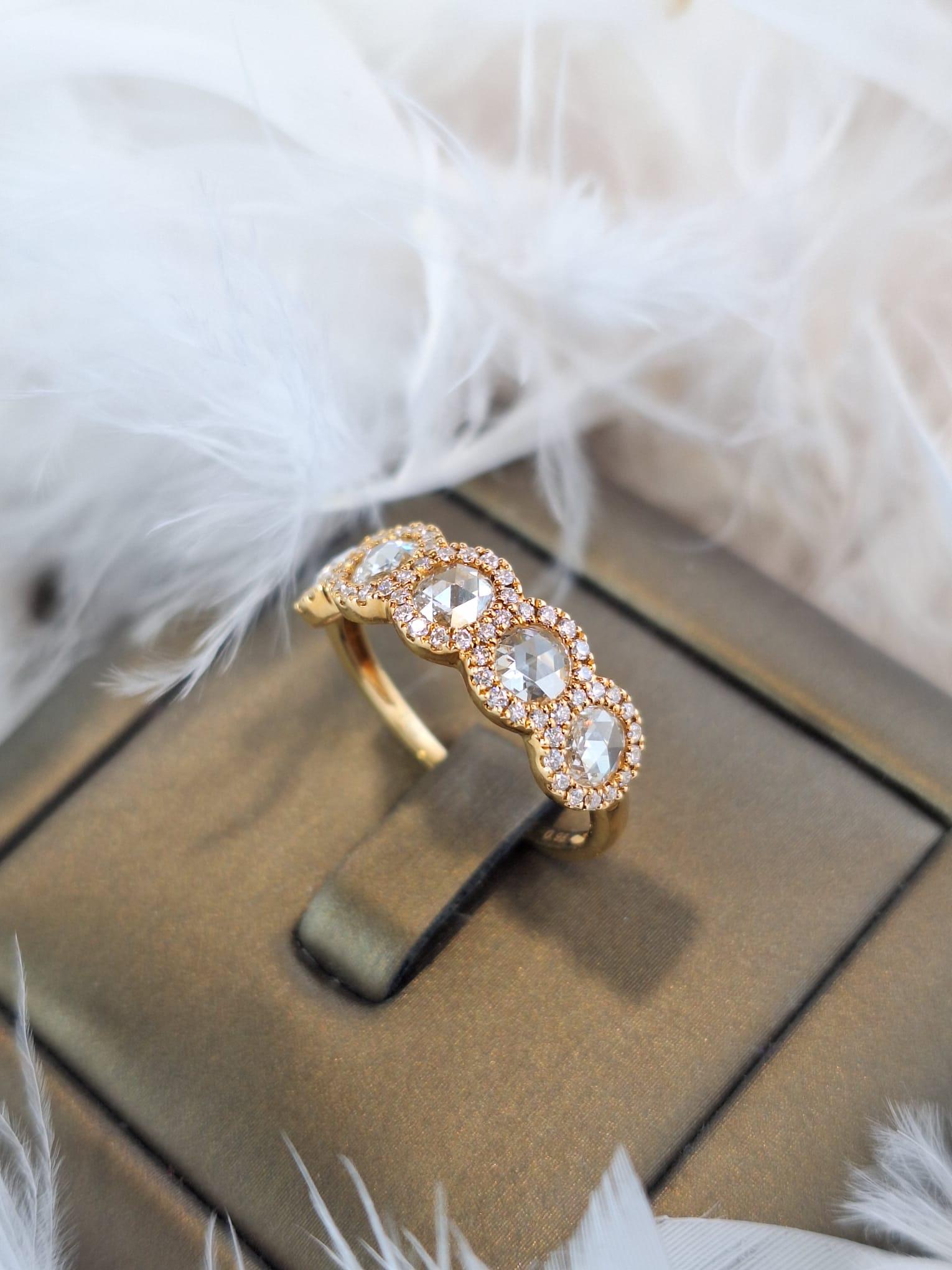 Modern 18K Rose Gold Diamond Ring For Sale
