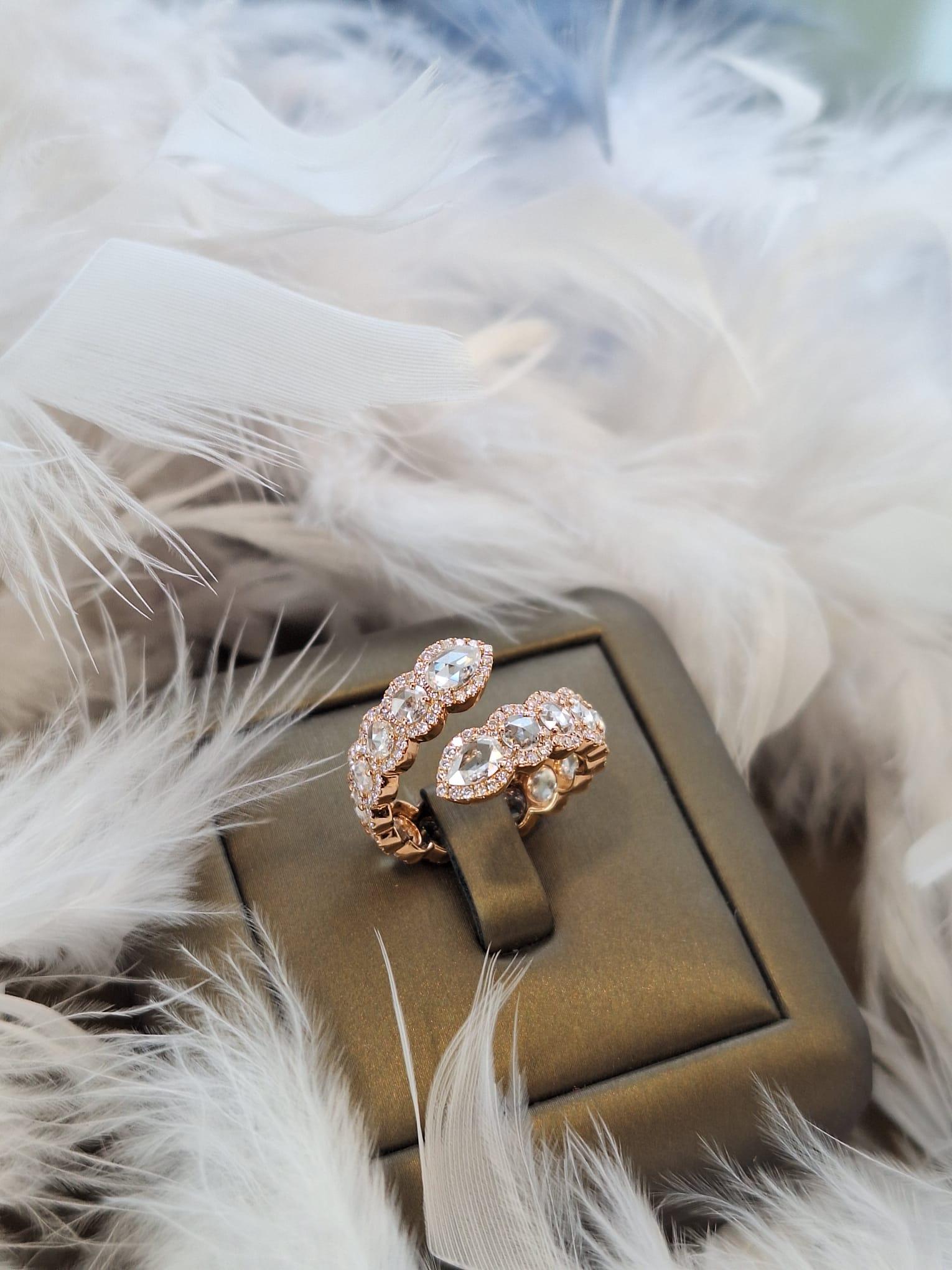 Women's 18K Rose Gold Diamond Ring For Sale