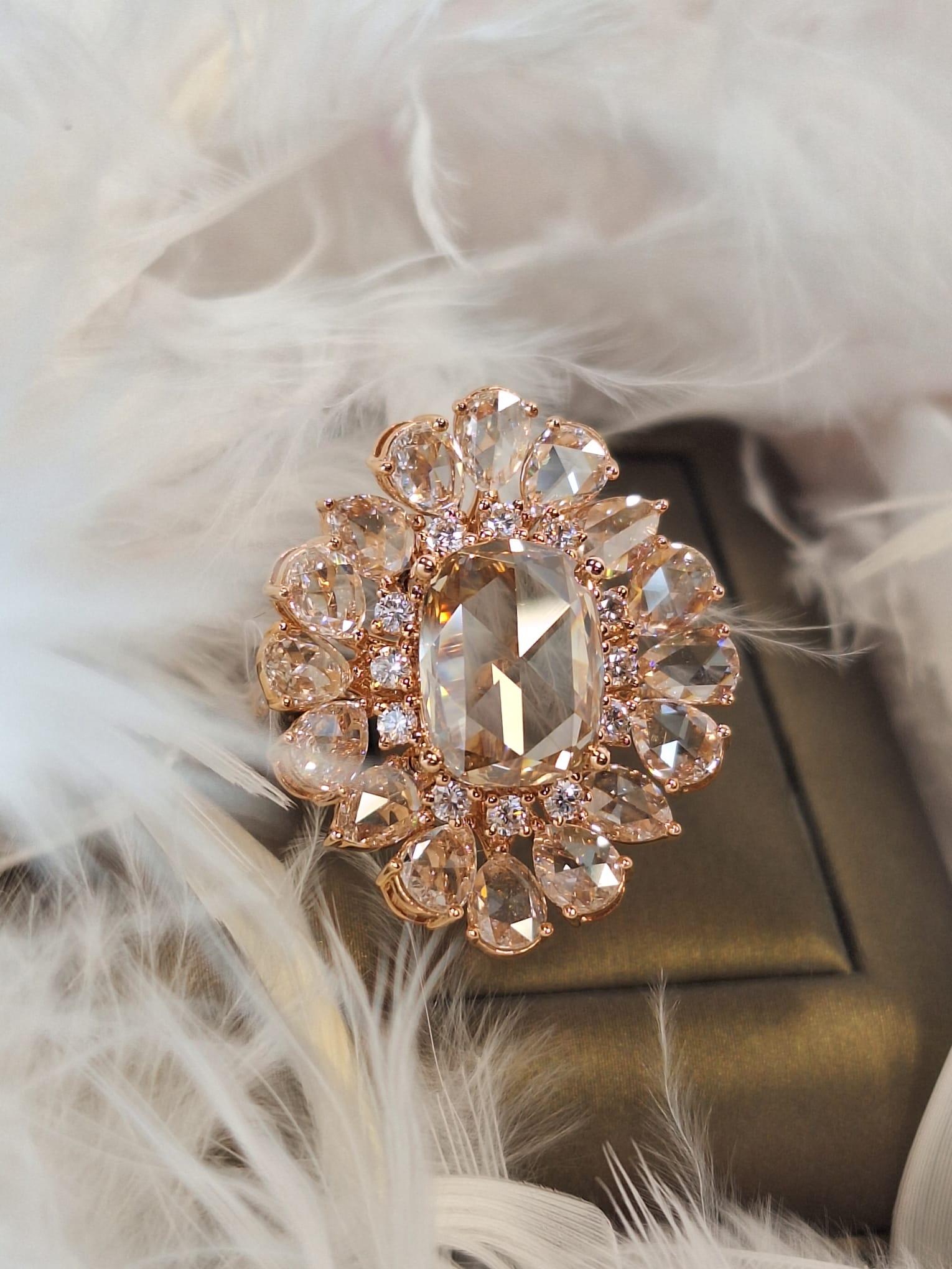 18K Rose Gold Diamond Ring For Sale 1