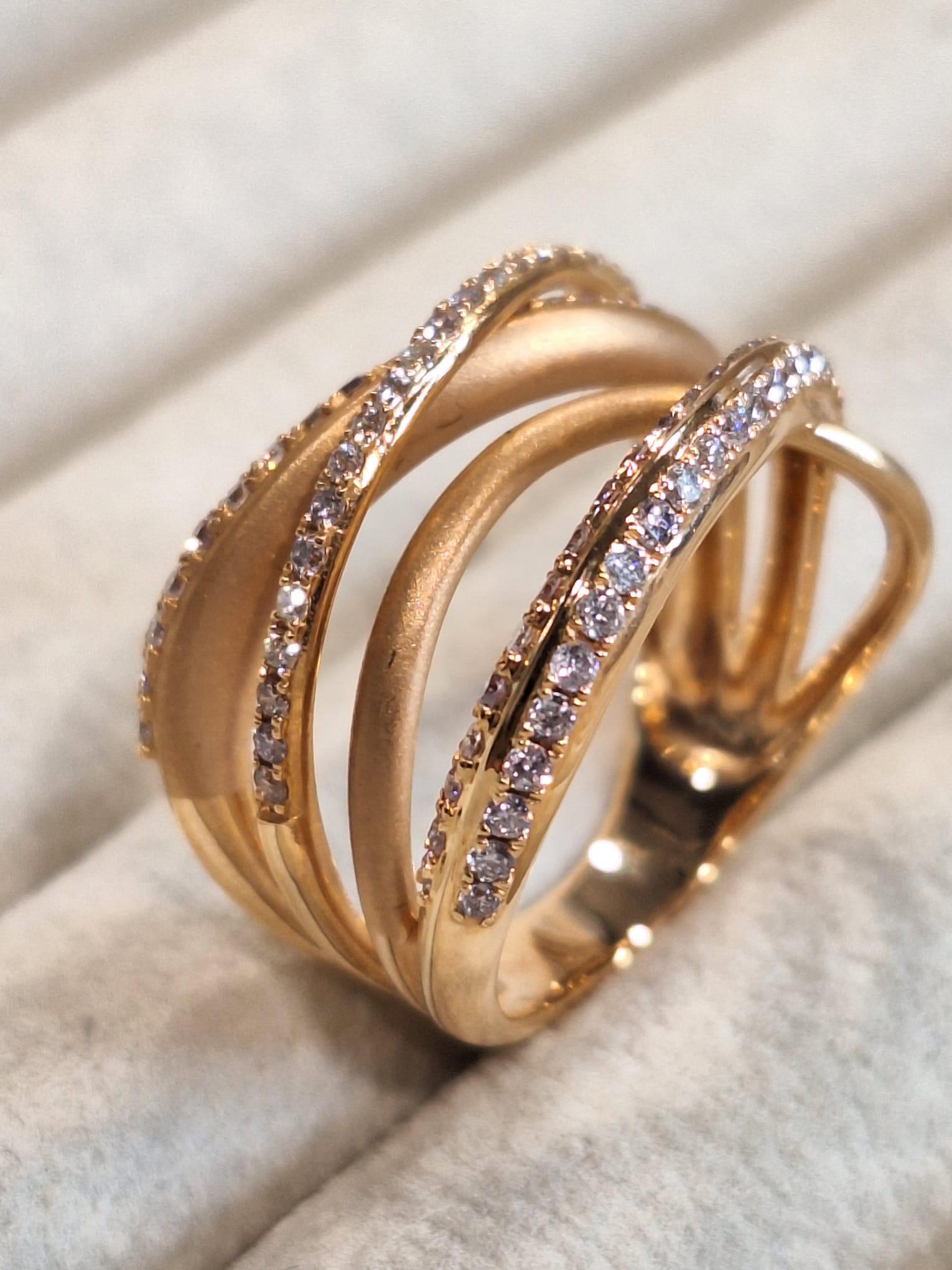 18K Rose Gold Diamond Ring For Sale 1