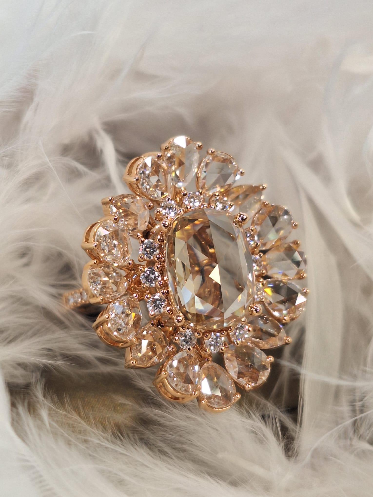 18K Rose Gold Diamond Ring For Sale 2