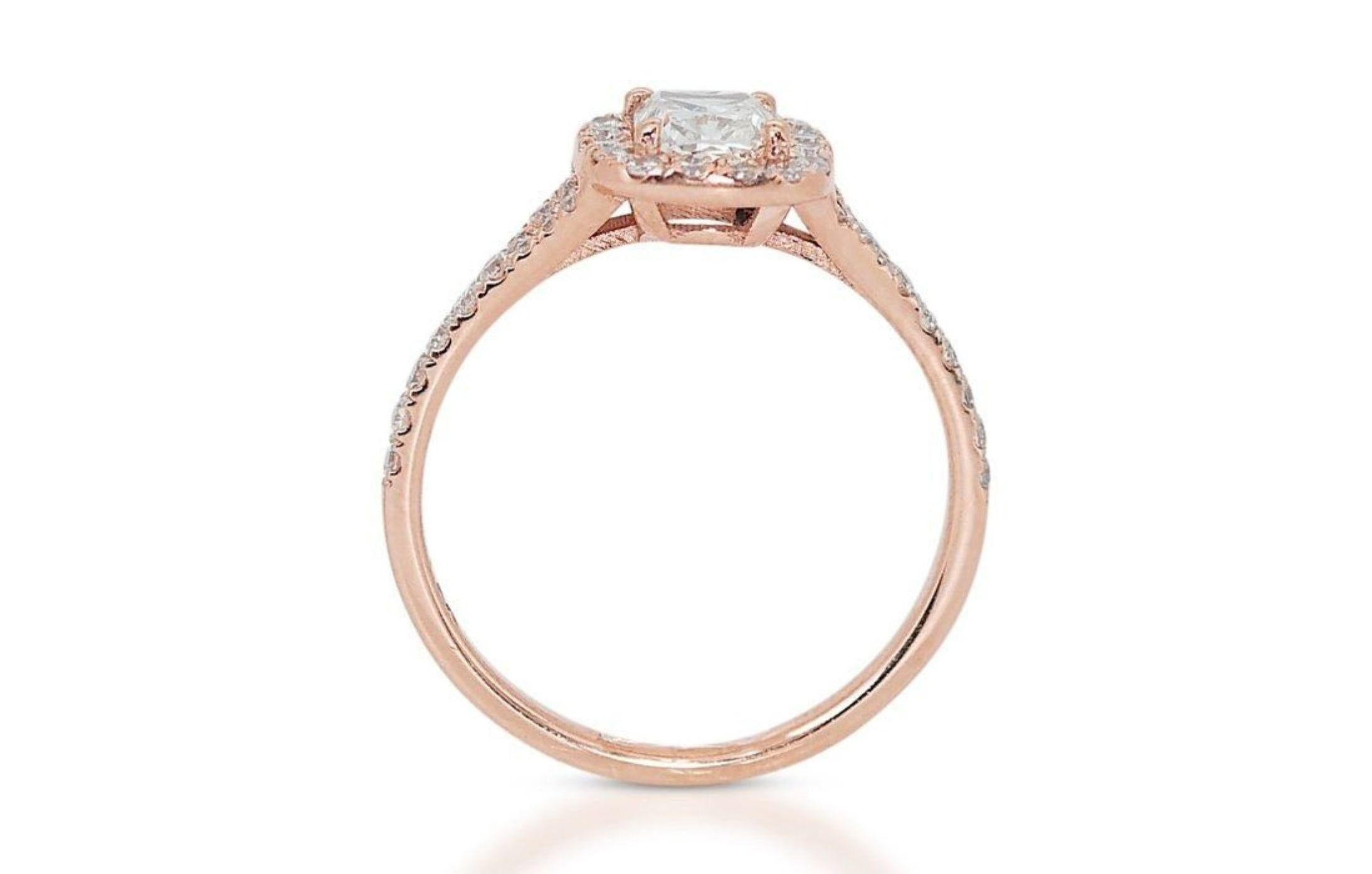 18K Rose Gold Diamond Ring with 1.03ct Natural Diamonds For Sale 5
