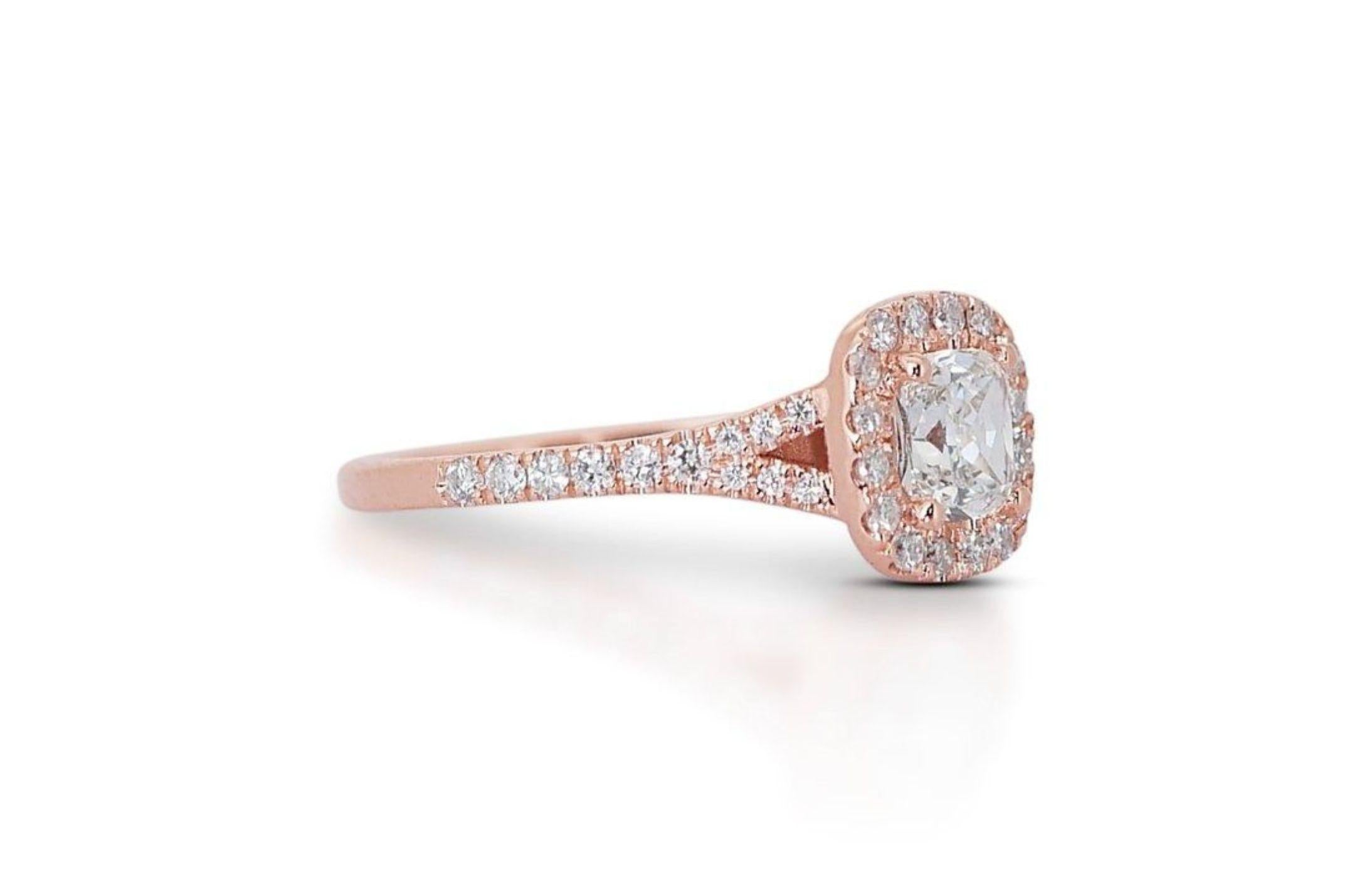 Women's 18K Rose Gold Diamond Ring with 1.03ct Natural Diamonds For Sale