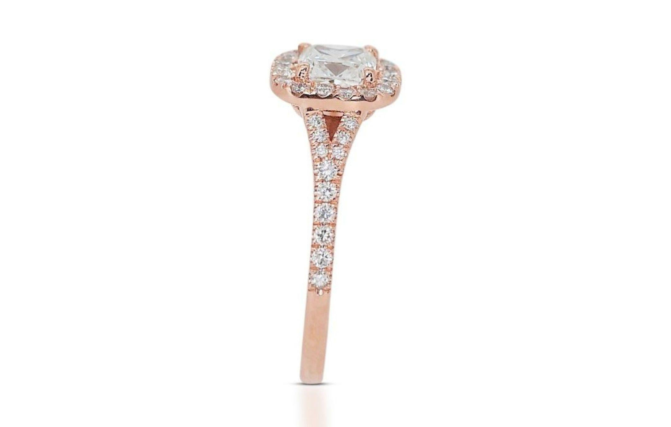 18K Rose Gold Diamond Ring with 1.03ct Natural Diamonds For Sale 3