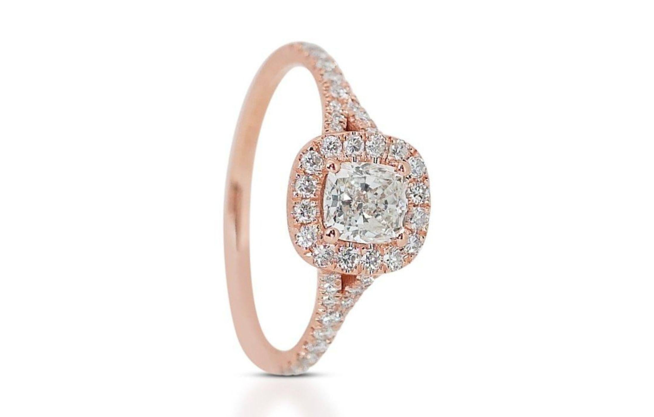 18K Rose Gold Diamond Ring with 1.03ct Natural Diamonds For Sale 4