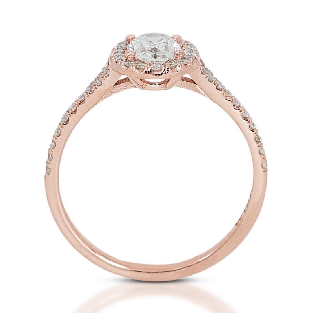 Women's 18K Rose Gold Diamond Ring with Natural Diamonds For Sale