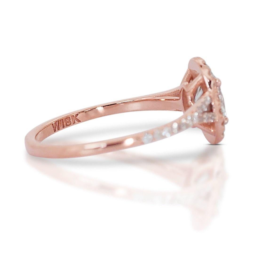 18K Rose Gold Diamond Ring with Natural Diamonds For Sale 1
