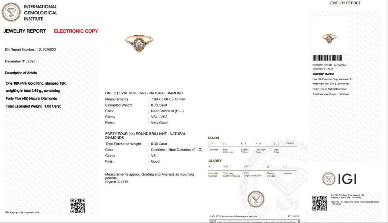 18K Rose Gold Diamond Ring with Natural Diamonds For Sale 2