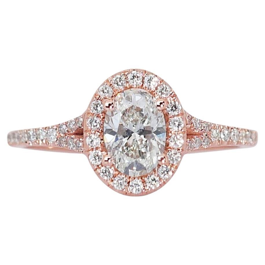 18K Rose Gold Diamond Ring with Natural Diamonds For Sale