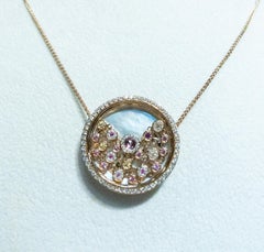 18K Rose Gold Diamond Sapphire Shell Necklace