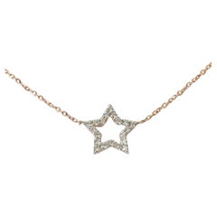 18k Gold Diamond Star Necklace Minimalist Charm Necklace