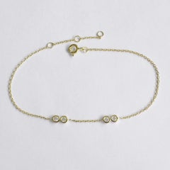 18k Gold Diamond Station Bracelet Diamond Solitaire Bracelet