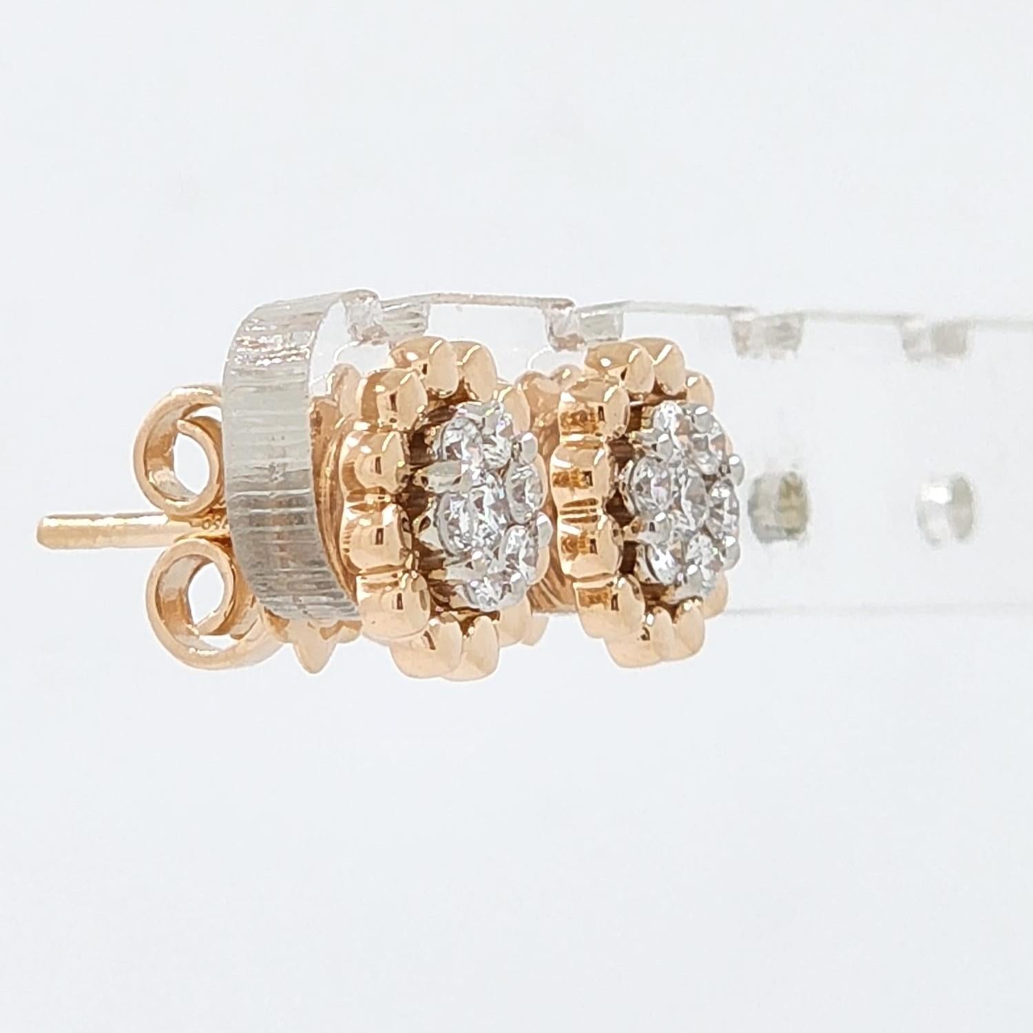 Modern 18K Rose Gold Diamond Stud Earring For Sale