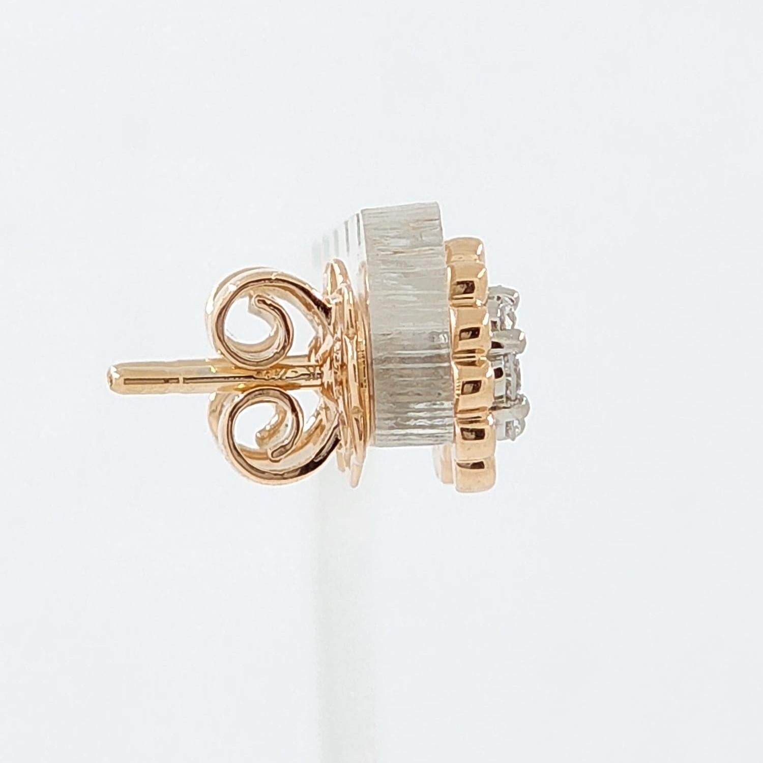 Brilliant Cut 18K Rose Gold Diamond Stud Earring For Sale