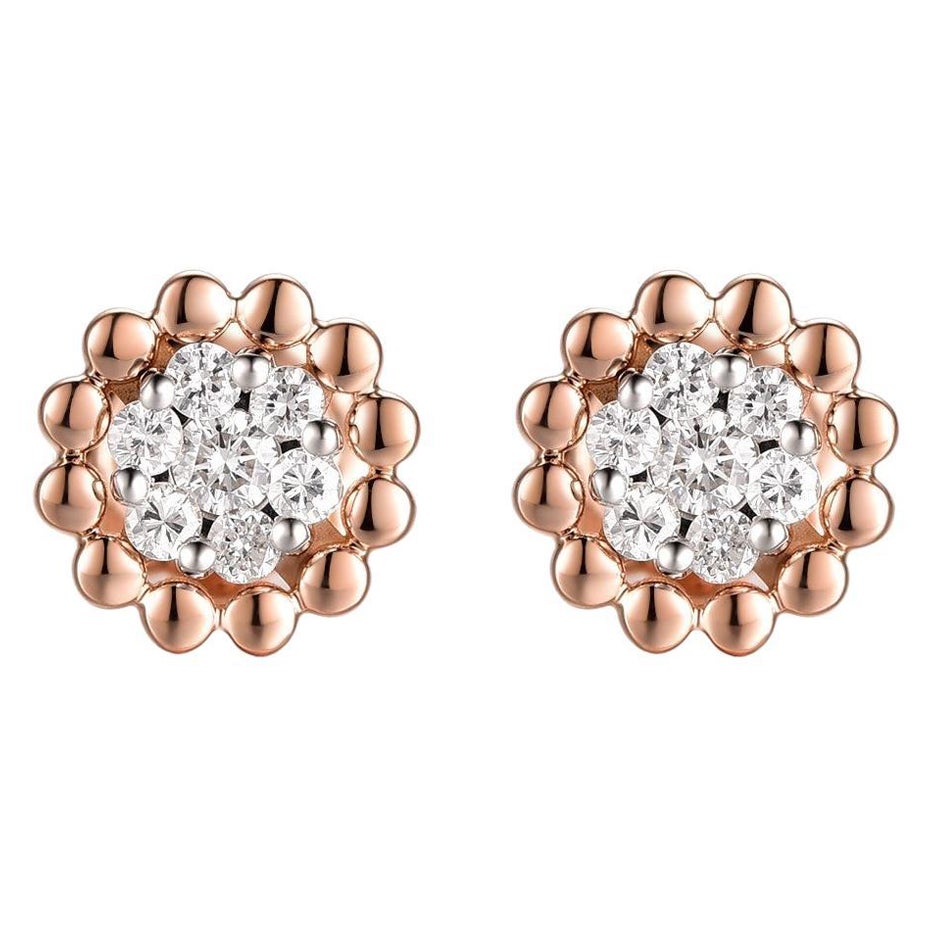 18K Rose Gold Diamond Stud Earring