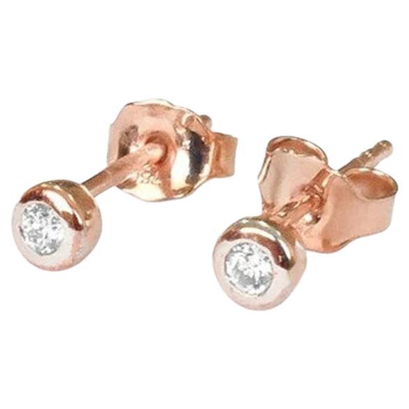 Diamond on Rose Gold Stud Earrings For Sale at 1stDibs
