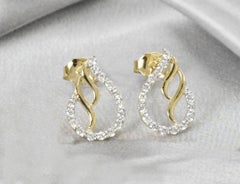 18k Gold Diamond Stud Earrings Bridal Earrings Fine Gold Diamond Earrings