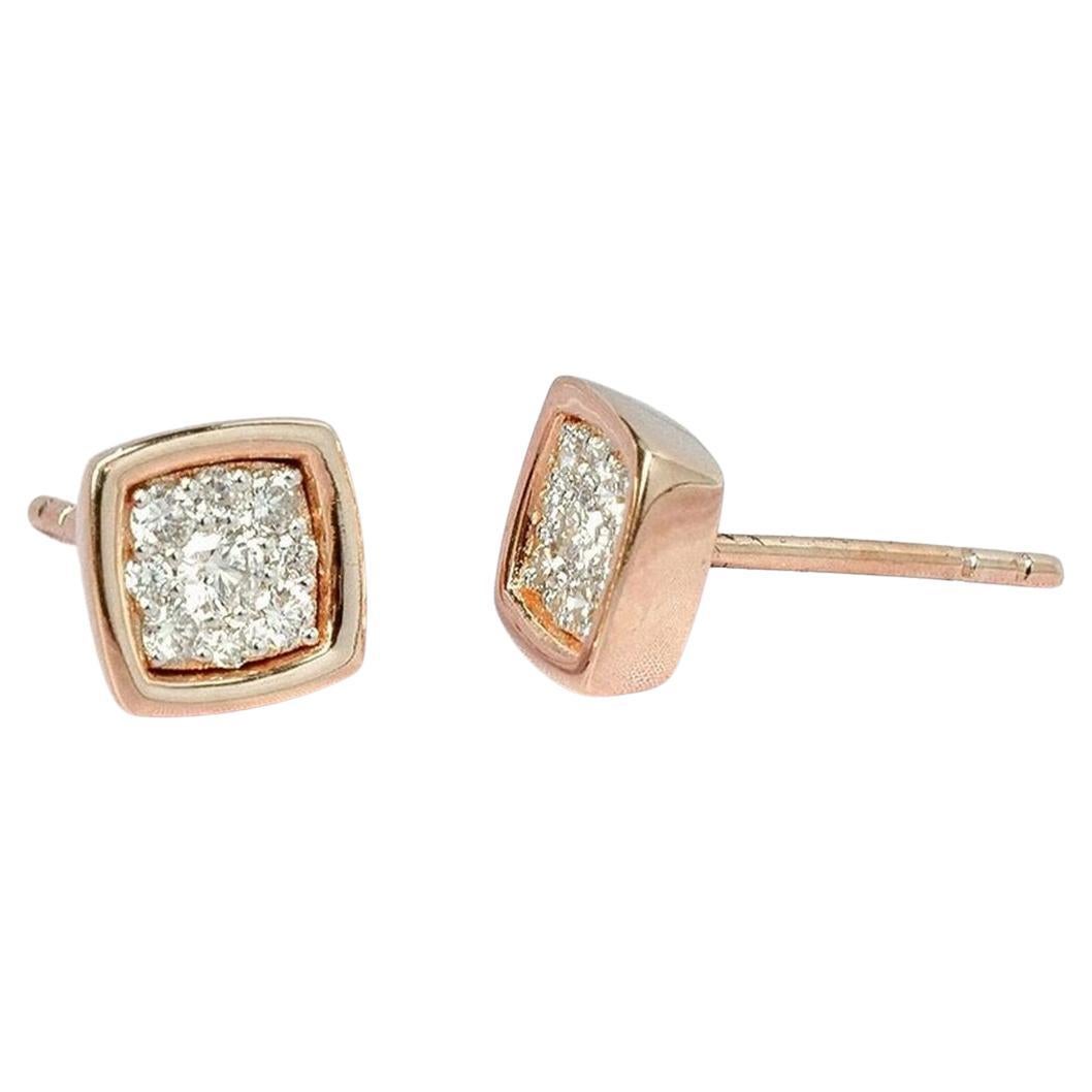 1.97 Carat Cushion Champagne Bezel Stud Earrings Rose Gold at