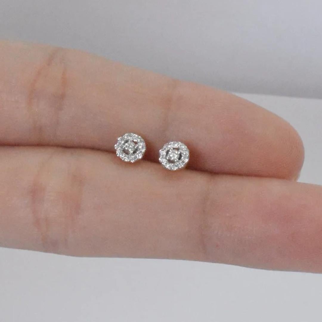 18k Gold Diamond Studs Halo Diamond Earrings Wedding Earrings For Sale 2