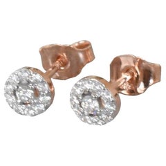 18k Rose Gold Diamond Studs Halo Diamond Earrings Wedding Earrings