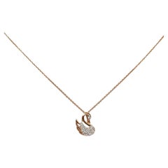 18k Gold Diamond Swan Necklace Lucky Swan Minimal Diamond Necklace
