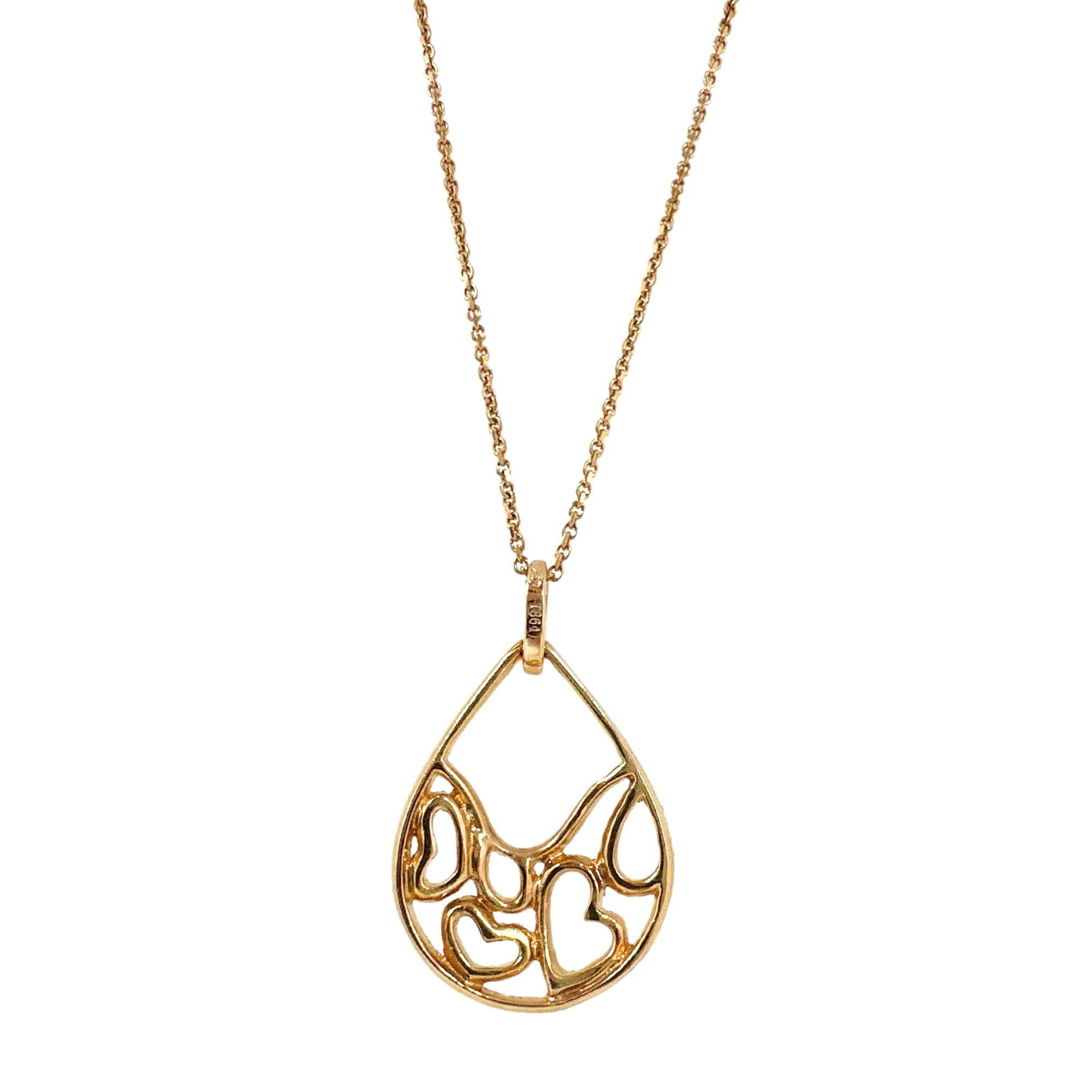 Collana con ciondolo a forma di cuore con diamante in oro rosa 18K In condizioni buone in vendita a New York, NY