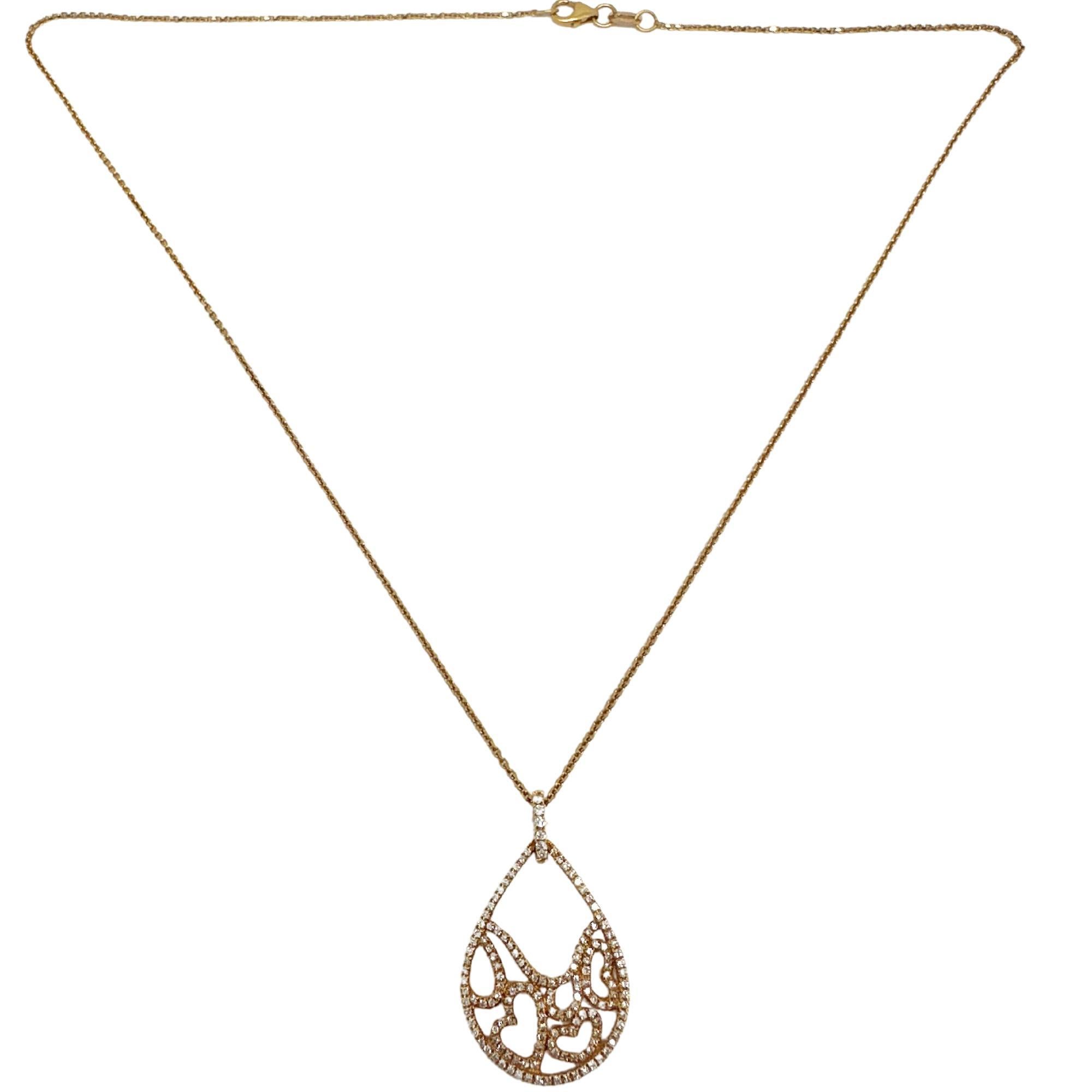 Collana con ciondolo a forma di cuore con diamante in oro rosa 18K in vendita 1
