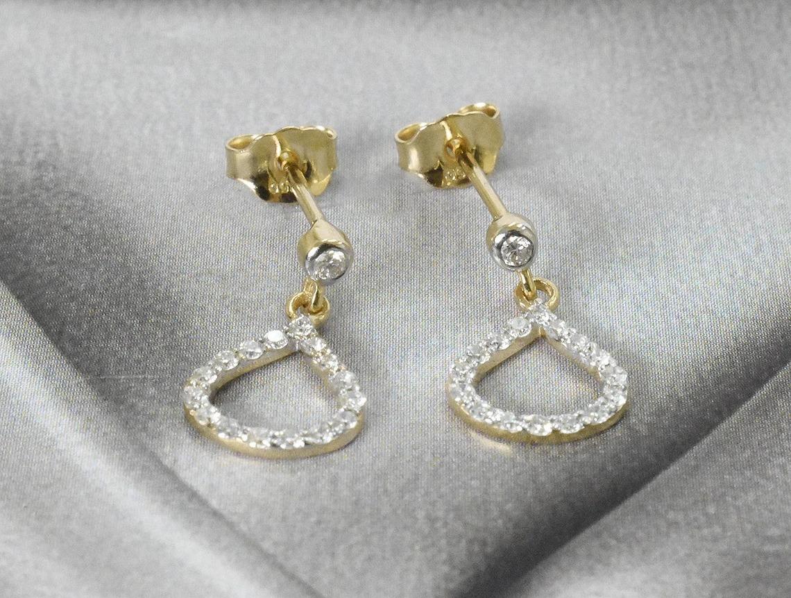 Round Cut 18k Gold Diamond Teardrop Studs Wedding Stud Earrings Bridal Earrings For Sale