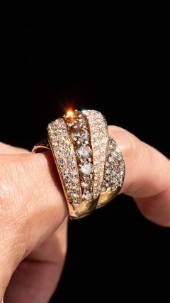 18k Rose Gold Diamond Wave Band Approx 11 CTW