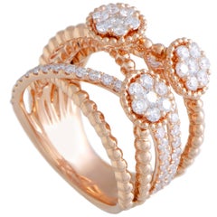 18 Karat Rose Gold Diamond Wide Split Band Ring