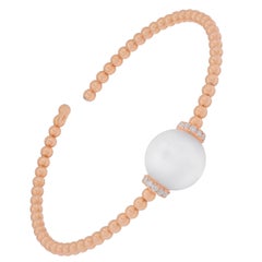 18k Rose Gold, Diamonds and Pearl Bracelet