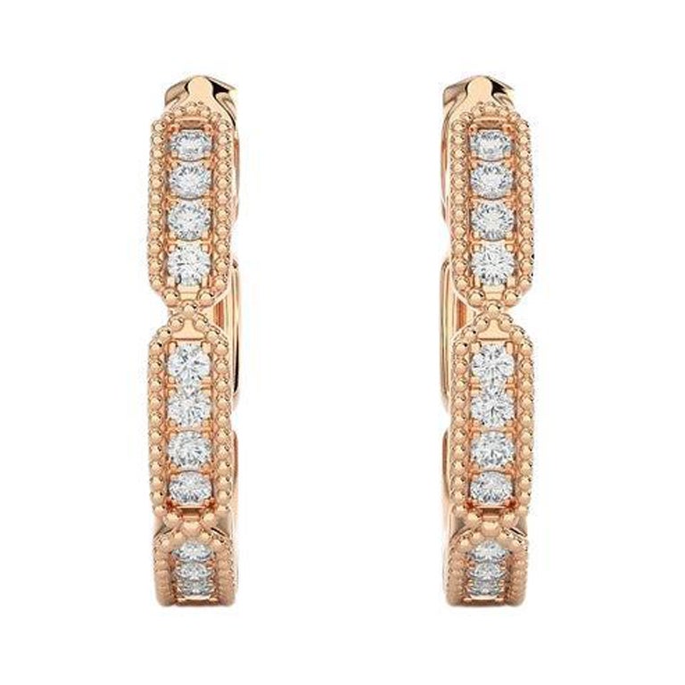 Pendiente Huggie Diamantes Oro Rosa 18K -0.1 CTW