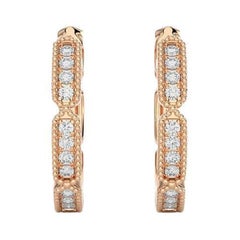 Pendiente Huggie Diamantes Oro Rosa 18K -0.1 CTW