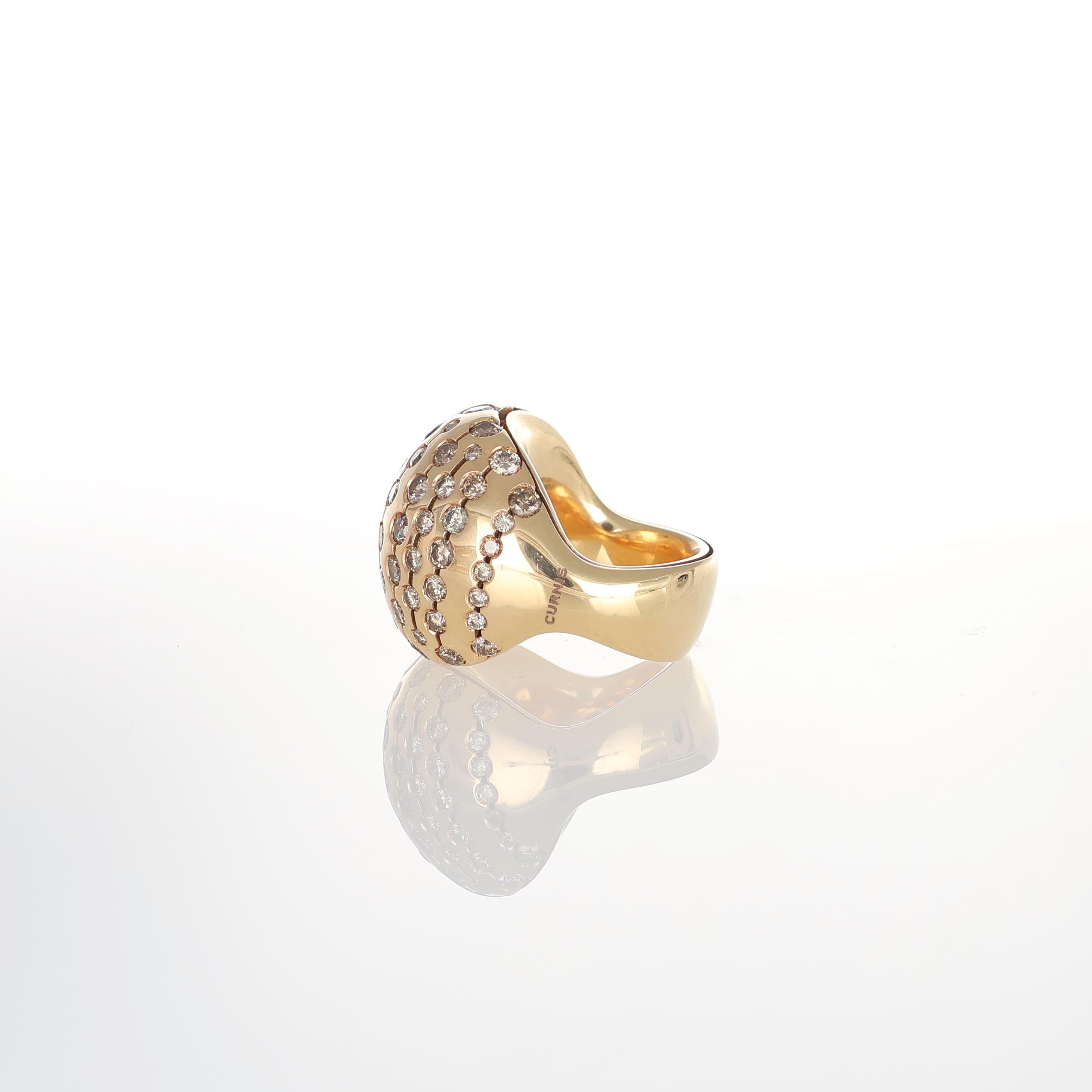 Bague Dome en or rose 18K avec diamants Brown en vente 5