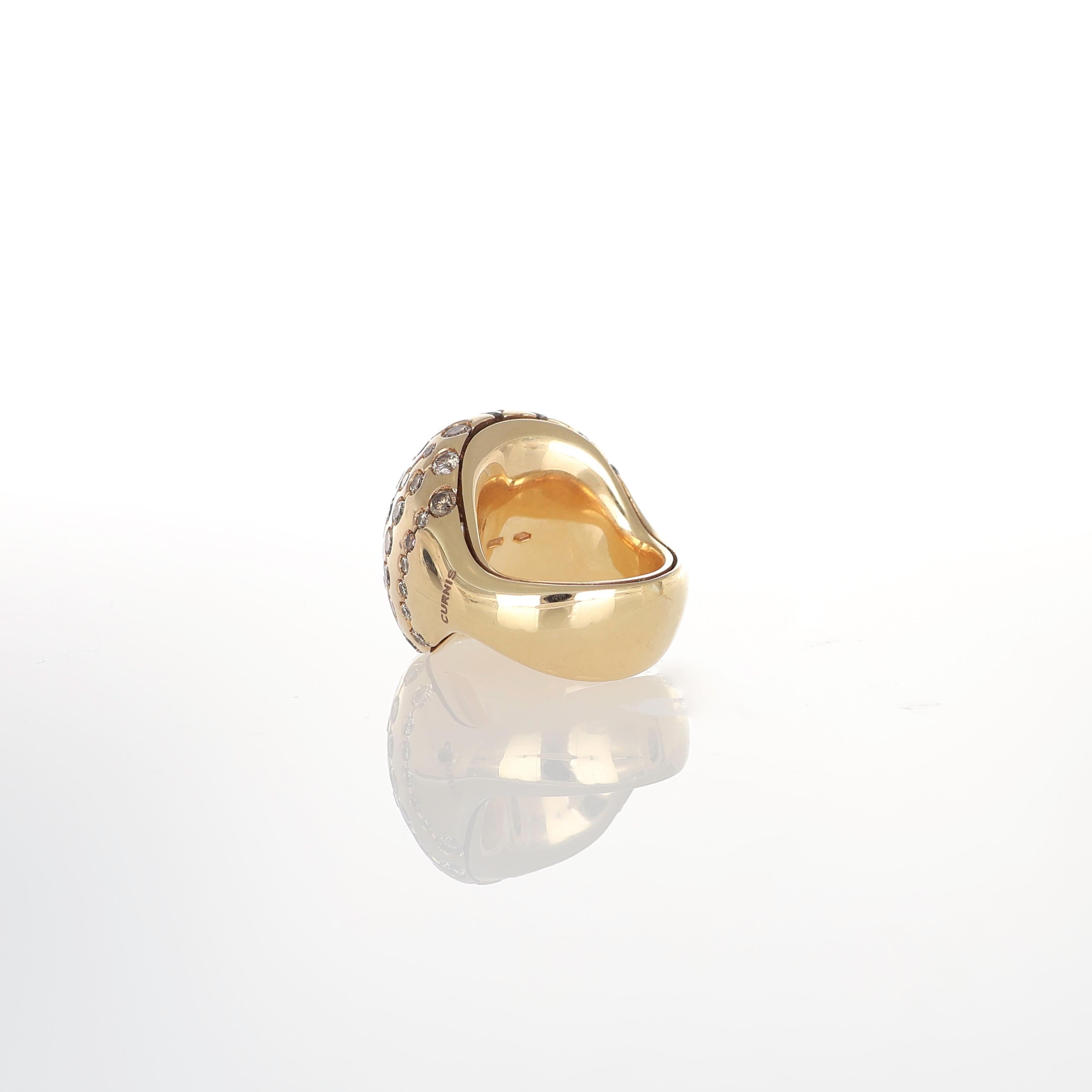 Bague Dome en or rose 18K avec diamants Brown en vente 4