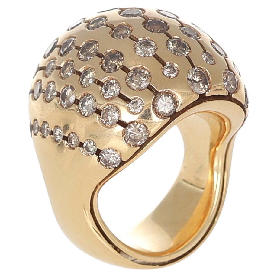 18K Rose Gold Dome Ring with Brown Diamonds