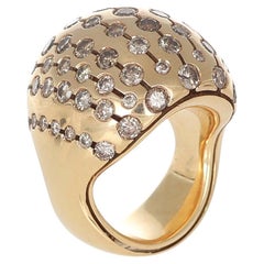 18K Rose Gold Dome Ring with Brown Diamonds
