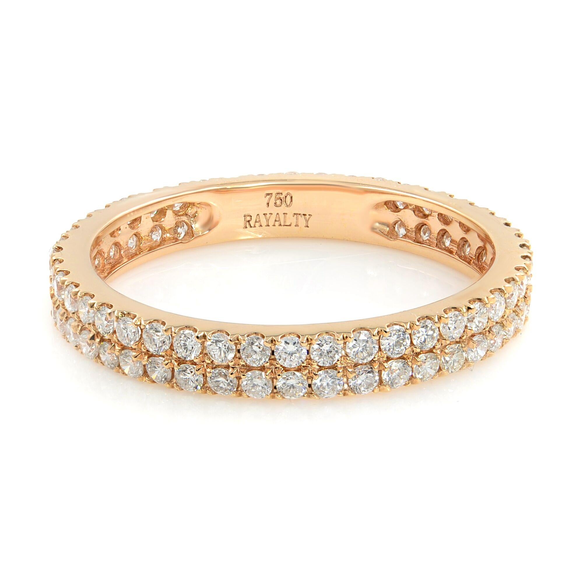 Brand New
Double Row Scoop Micro Pave Round Diamond Eternity Band 18K Rose Gold 0.61cts
Size: 5.25 
Weight: 1.4 grams