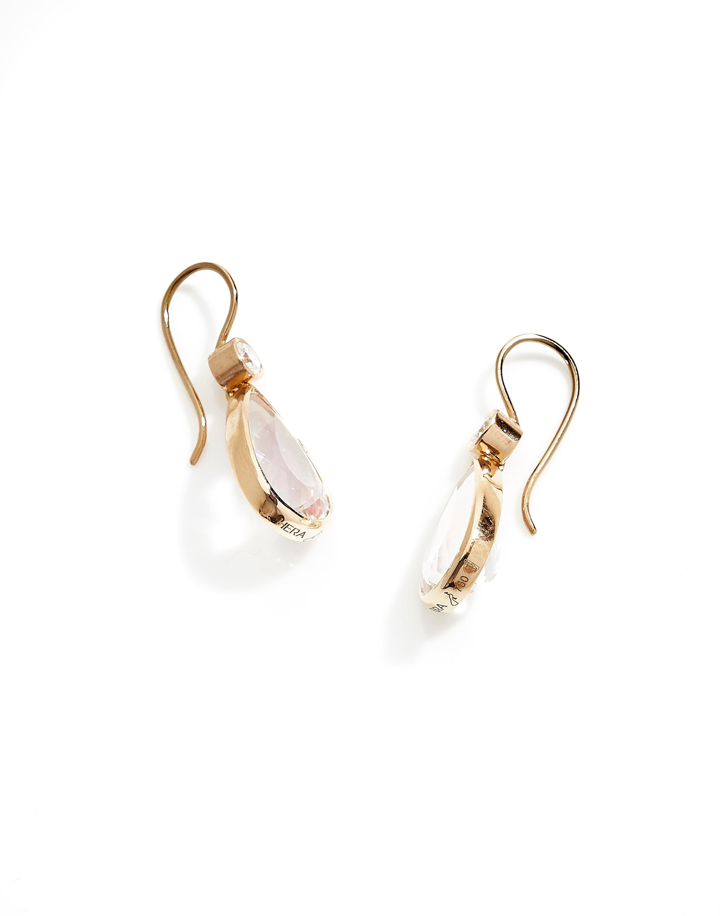Pear Cut 18 Karat Rose Gold Drop Earrings Set with 10.11 Carat Morganites and Diamonds For Sale