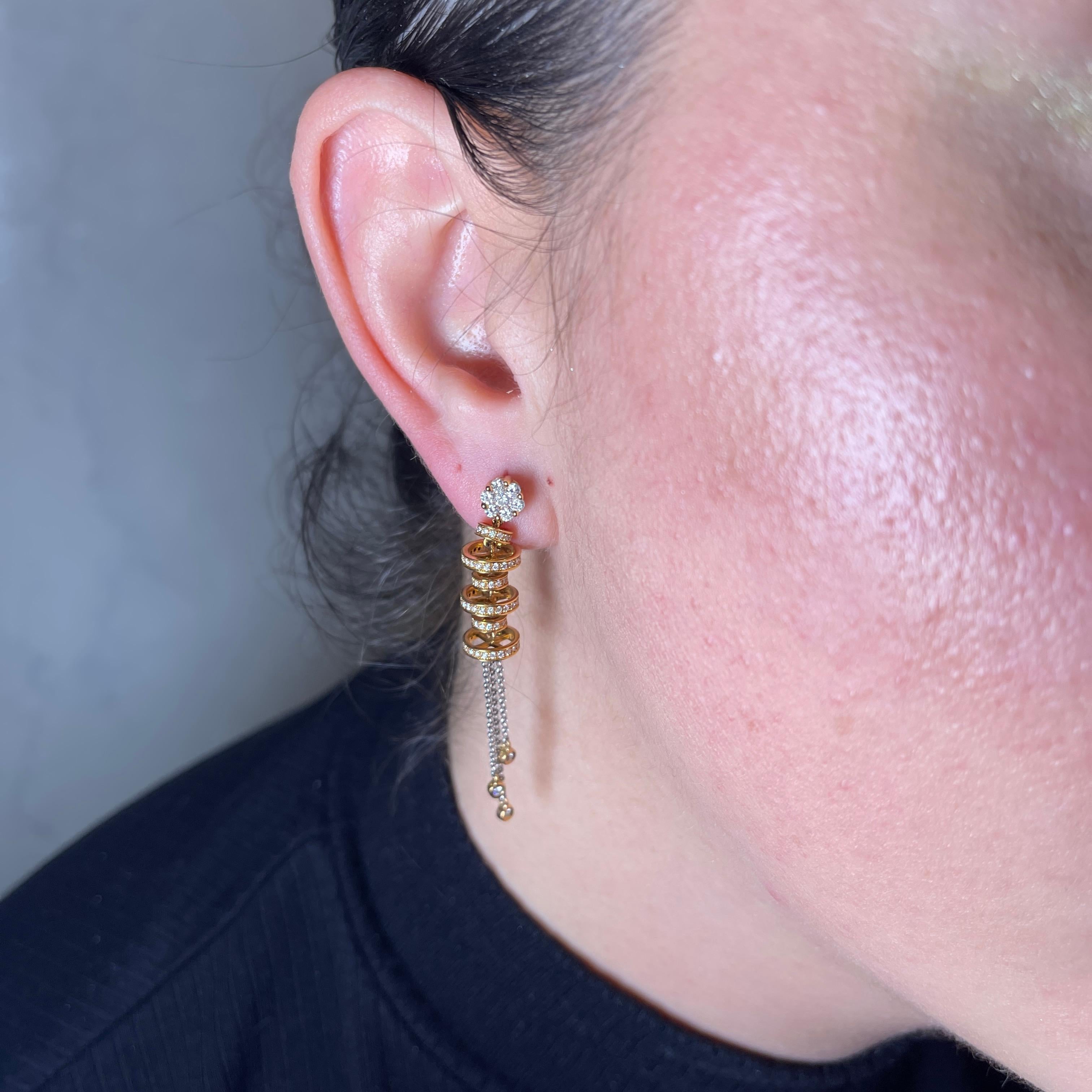 18K Rose Gold Drop Earrings with Diamonds In New Condition For Sale In Bergamo, BG