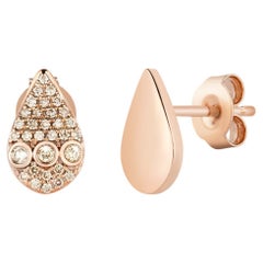 18k Rose Gold Drop Studs with 32 Champagne Diamonds