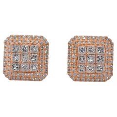 18K Rose Gold Earrings With Diamonds