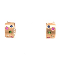 18K Rose Gold Earrings with Multi-Color Gemstones and Diamonds