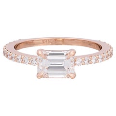 18 Karat Roségold Ost/West GIA Diamantring mit Smaragdschliff