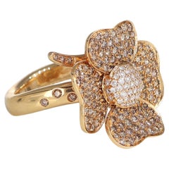 18k Rose Gold Eden Flower Ring with Brown and White Diamonds