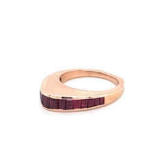 18k Rose Gold Egg Ring with Ruby Baguettes Approx. 1.7 tct