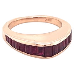 Bague œuf en or rose 18 carats avec baguettes de rubis d'environ 1,7 carat