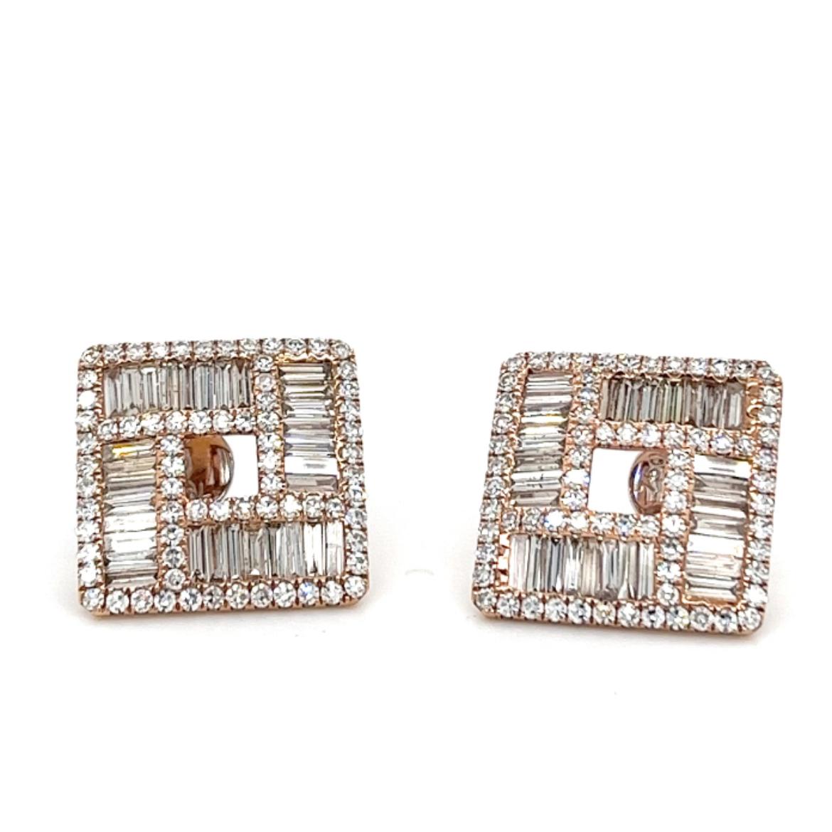 18K Rose Gold Elegant Diamond Earrings In New Condition For Sale In Hong Kong, HK