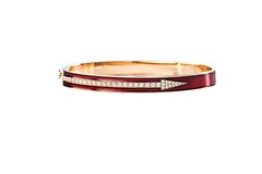 18 Karat Rose Gold Enameled Diamond Bangle