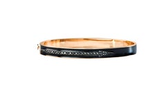 18 Karat Rose Gold Enameled Diamond Men's Bangle